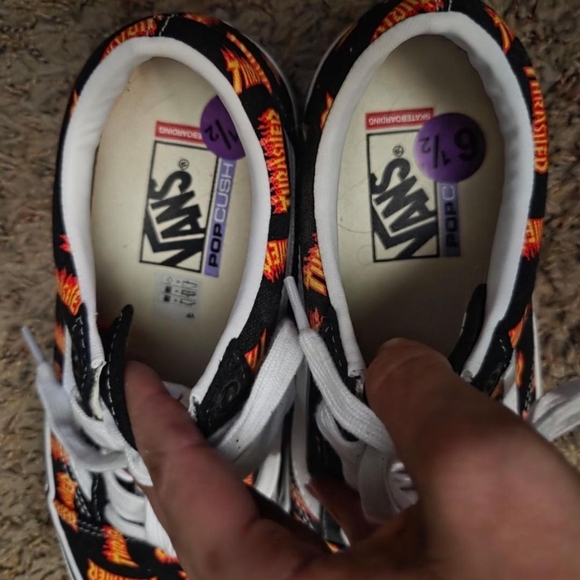Vans Black and Orange Flame Sneakers - Picture 3 of 5